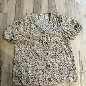 Floral Button-Up Blouse orange creek